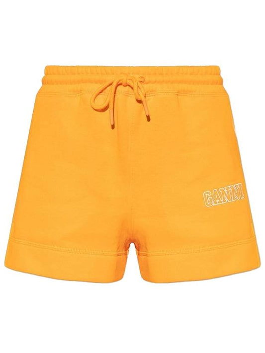 logo banding shorts orange - GANNI - BALAAN.