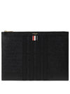 diagonal striped leather clutch bag black - THOM BROWNE - BALAAN 2