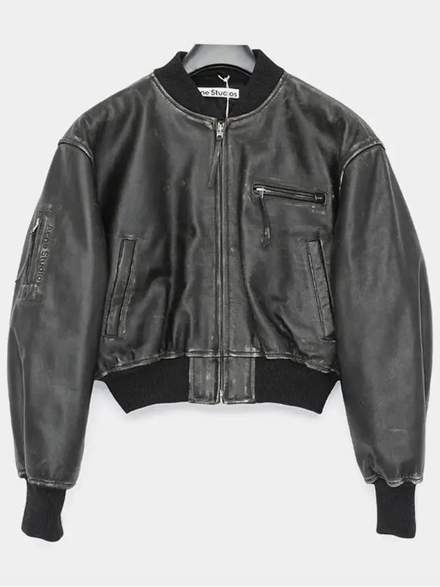 Leather Bomber Jacket Black - ACNE STUDIOS - BALAAN 4