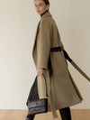 Women's Cashmere Leather Belt Single Coat Brown - DEFEMME - BALAAN 1
