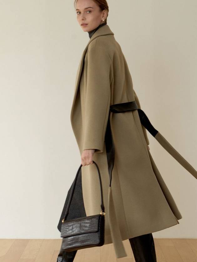 Cashmere Leather Belt Coat Khaki Beige - DEFEMME - BALAAN 1