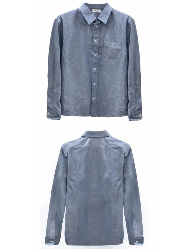 Rouge Light Chambray Cotton Long Sleeve Shirt Blue - CELINE - BALAAN 5