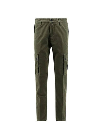 Garment Dyed Old Effect Stretch Broken Twill Cotton Cargo Pants Khaki - STONE ISLAND - BALAAN 1