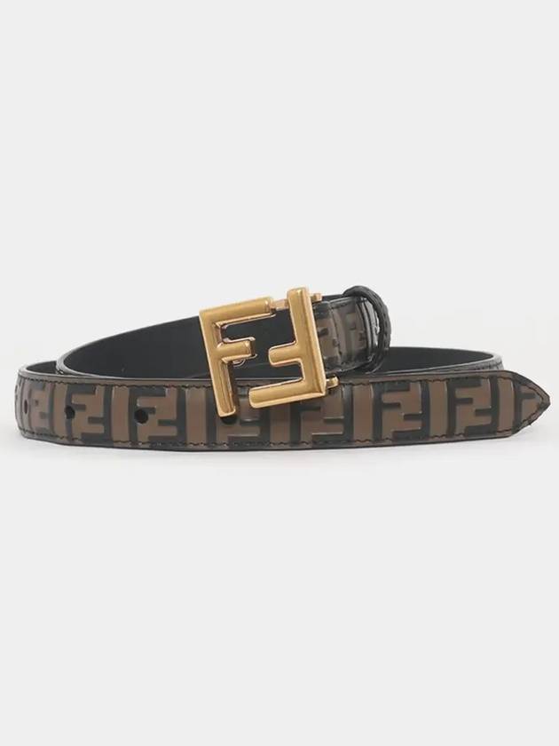 FF Square Stud Buckle Leather Belt Brown - FENDI - BALAAN 4