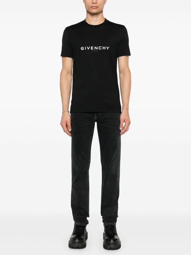 Men's Reverse Logo Round Slim Short Sleeve T-Shirt Black - GIVENCHY - BALAAN 3