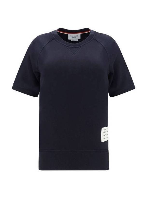 Women's Loopback Cotton Short Sleeve T-Shirt Navy - THOM BROWNE - BALAAN 1