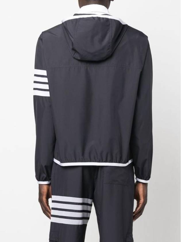 Military Ripstop Mesh 4-Bar Packable Hooded Jacket Navy - THOM BROWNE - BALAAN 5