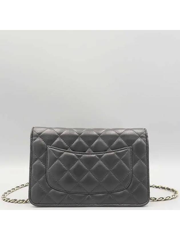 AP0250 Black Lambskin Classic WOC Gold Camellia Decorated Chain Cross Bag - CHANEL - BALAAN 3