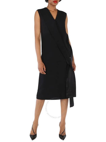 Burberry Ladies Black Sash-Detail Midi Dress, Brand Size 6 (US Size 4) - BURBERRY - BALAAN 1