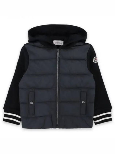 Kids Padded Cotton Blend Zip Up Jacket Black - MONCLER - BALAAN 2