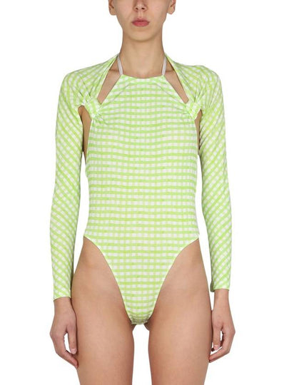 Noddy Cut Out Halterneck Check Bodysuit Green - JACQUEMUS - BALAAN 2