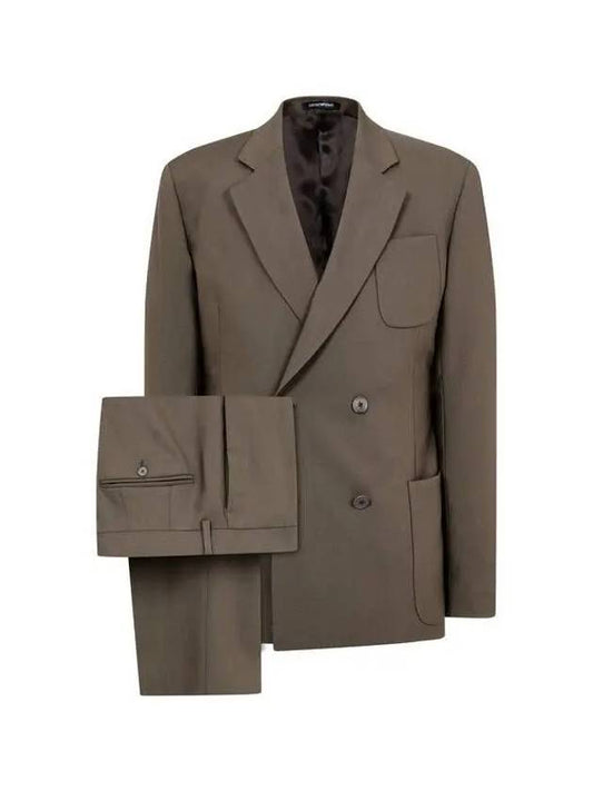 Men s Wool No Sheet Lapel Double Jacket Brown - EMPORIO ARMANI - BALAAN 1