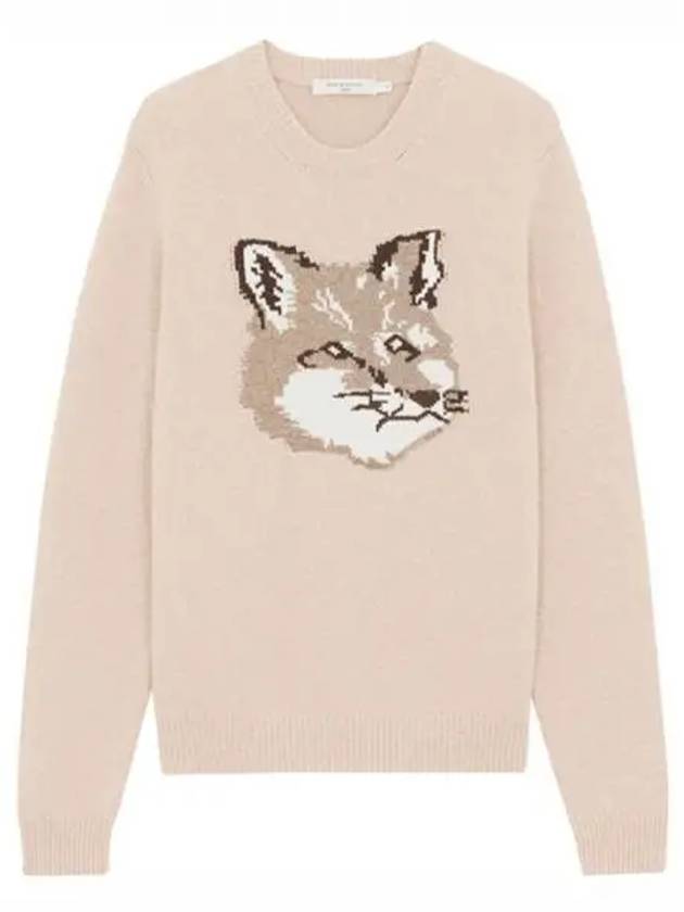 Men's Big Fox Head Classic Pullover Knit Top Beige - MAISON KITSUNE - BALAAN 2