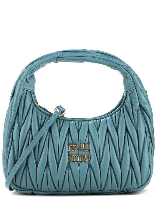 Wander Materasse Nappa Leather Mini Hobo Tote Bag Marina Blue - MIU MIU - BALAAN 2