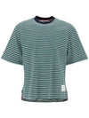 Thom Browne Striped Milanese Ribbed Crewneck T Shirt MJS265AJ0159 301 - THOM BROWNE - BALAAN 1