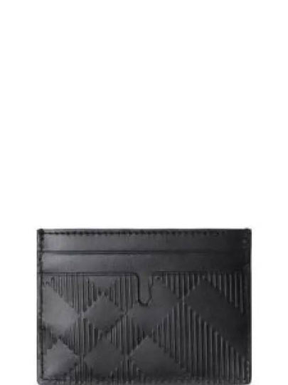 Checked Leather Card Wallet Black - BURBERRY - BALAAN 2