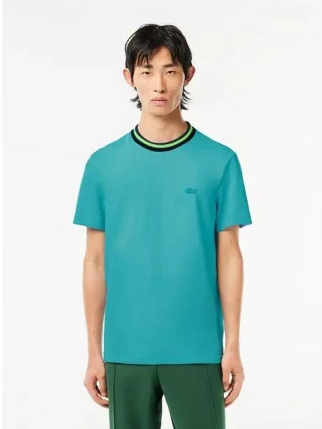 Men s color combination rib neckline t shirt TH6345 53N SI0 Domestic product GQ2N23090676250 - LACOSTE - BALAAN 1