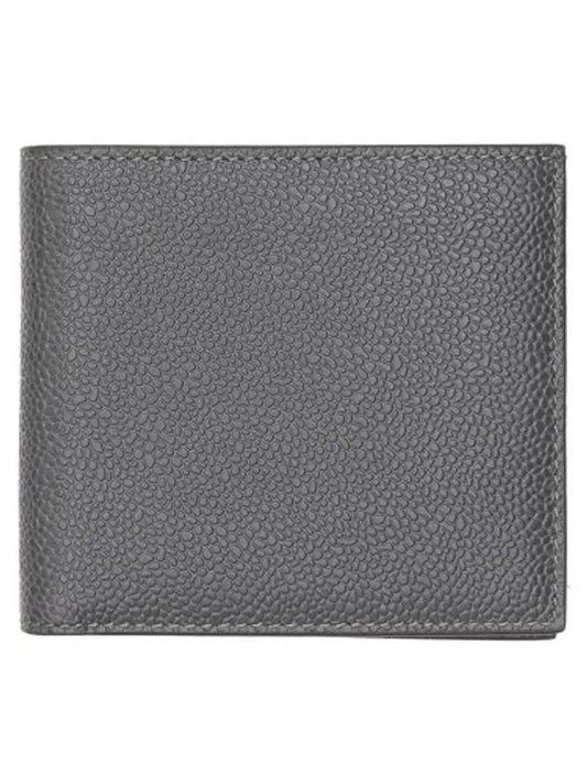 Pebble Grain Leather Half Wallet Grey - THOM BROWNE - BALAAN 1