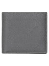 Pebble Grain Leather Half Wallet Grey - THOM BROWNE - BALAAN 1