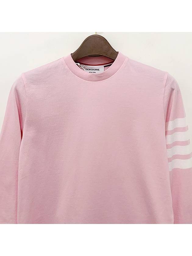 Jersey 4-Bar Long Sleeve T-Shirt Light Pink - THOM BROWNE - BALAAN 4