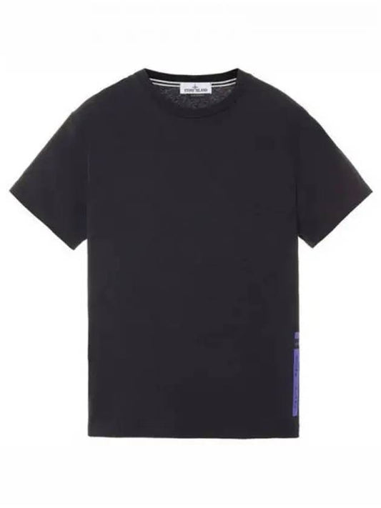 76152NS84 V0029 Side Logo Patch Round Short Sleeve T shirt Black Men s TJ 270250 - STONE ISLAND - BALAAN 1