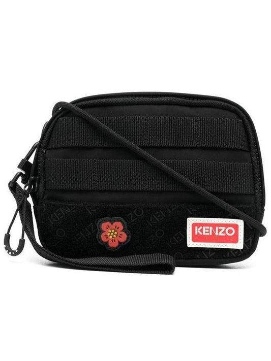 Logo Flower Patch Mini Cross Bag Black - KENZO - BALAAN.