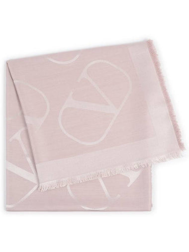 Vlogo Signature Frayed Edge Shawl Pink - VALENTINO - BALAAN 1