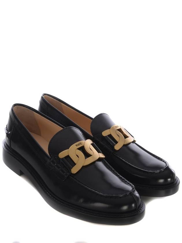 Brushed Leather Chain Loafers Black - TOD'S - BALAAN 3