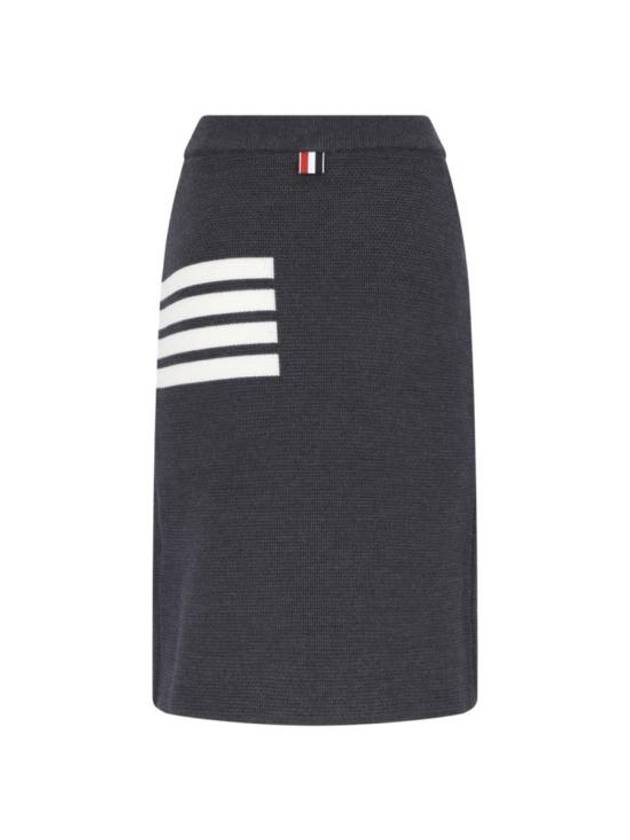 Women's Fine Merino Wool 4 Bar Stitch Pencil Skirt Dark Grey - THOM BROWNE - BALAAN 3