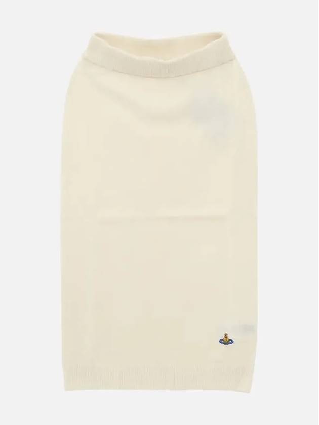 Women's Embroidered Logo Wool Pencil Skirt Ivory - VIVIENNE WESTWOOD - BALAAN 3