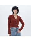 Ribbed Knit Cropped Cardigan Brick - ETCH - BALAAN 2