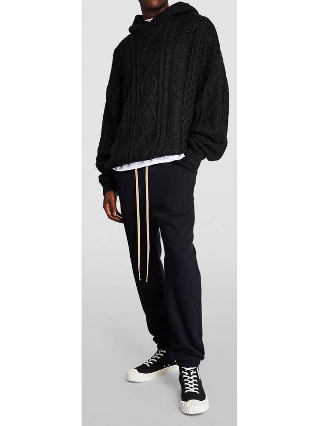 Essential Cable Knit Hooded Black Men - FEAR OF GOD ESSENTIALS - BALAAN 7