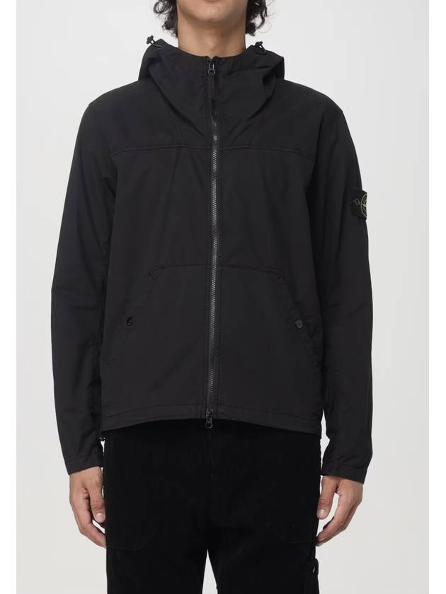 Supima Cotton Twill Stretch-TC Over Hooded Jacket Black - STONE ISLAND - BALAAN 3