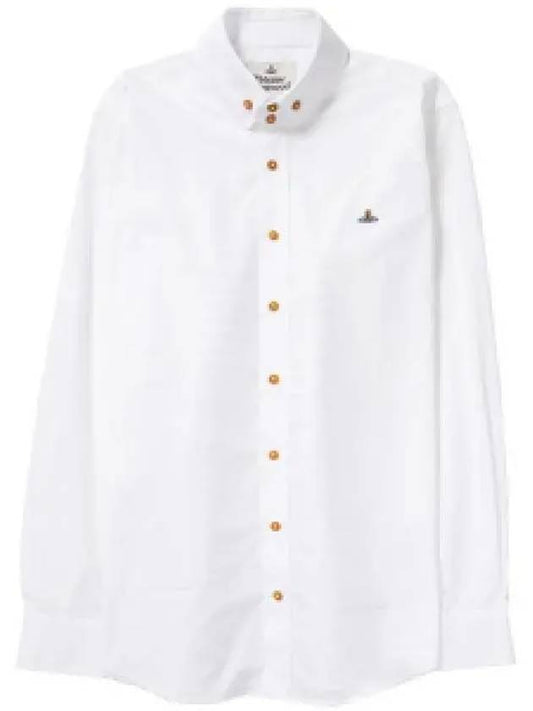 Embroidered Logo Big Collar Cotton Long Sleeve Shirt White - VIVIENNE WESTWOOD - BALAAN 2