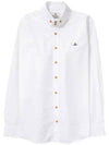 Embroidered Logo Big Collar Cotton Long Sleeve Shirt White - VIVIENNE WESTWOOD - BALAAN 2