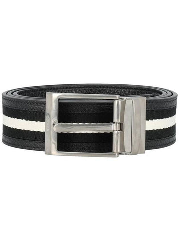 Shippy two tone buckle leather belt black - BALLY - BALAAN 1