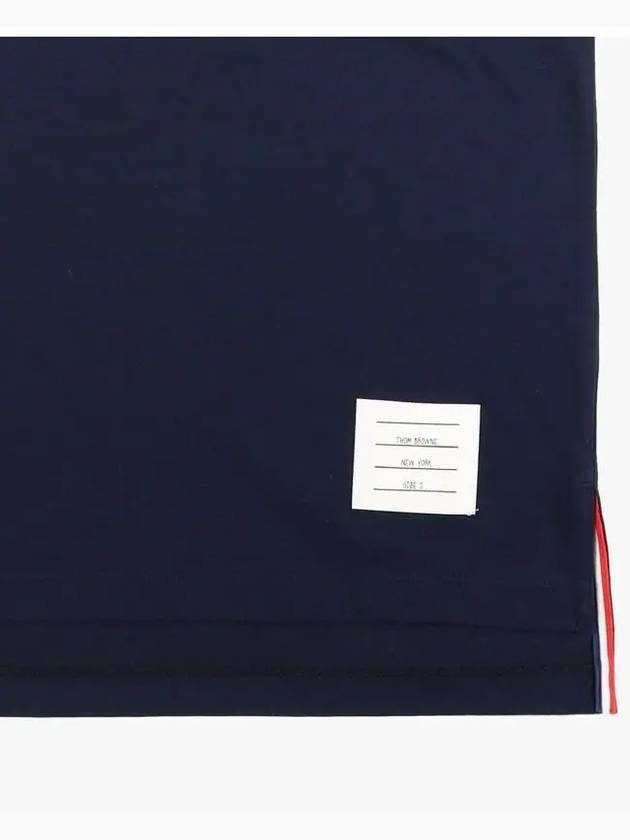 Men's Side Slit Relaxed Short Sleeve T-Shirt Navy - THOM BROWNE - BALAAN 4