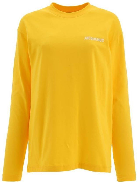 Women's Logo Long Sleeve T-Shirt Yellow - JACQUEMUS - BALAAN.