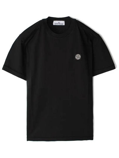 Logo Patch Short Sleeve T-Shirt Black - STONE ISLAND - BALAAN 2