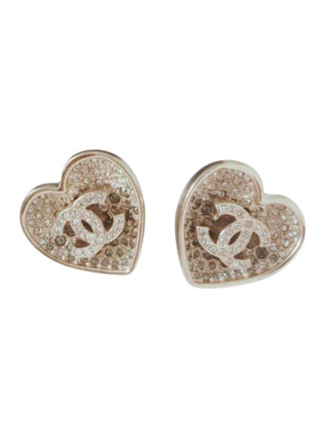 CC Logo Gold Heart Crystal Earrings Gold - CHANEL - BALAAN 1