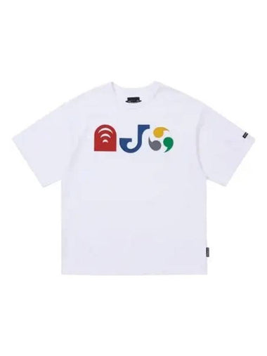 Ajo Pictogram Nylon Applique Short Sleeve T Shirt White - AJOBYAJO - BALAAN 1