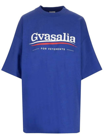 Gvasalia Overfit Short Sleeve T-Shirt Blue - VETEMENTS - BALAAN 1