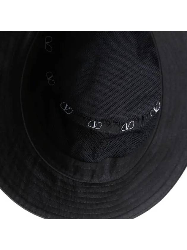 Embroidered V Logo Signature Bucket Hat Black - VALENTINO - BALAAN.