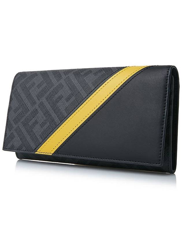 FF logo fabric flap long wallet gray - FENDI - BALAAN 3