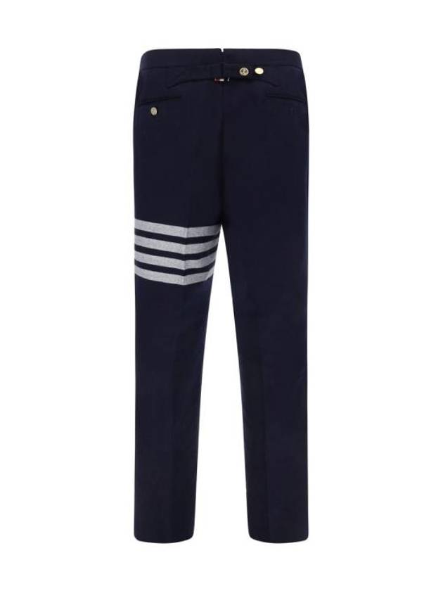 4 Bar Low Waist Tailored Straight Pants Navy - THOM BROWNE - BALAAN 3