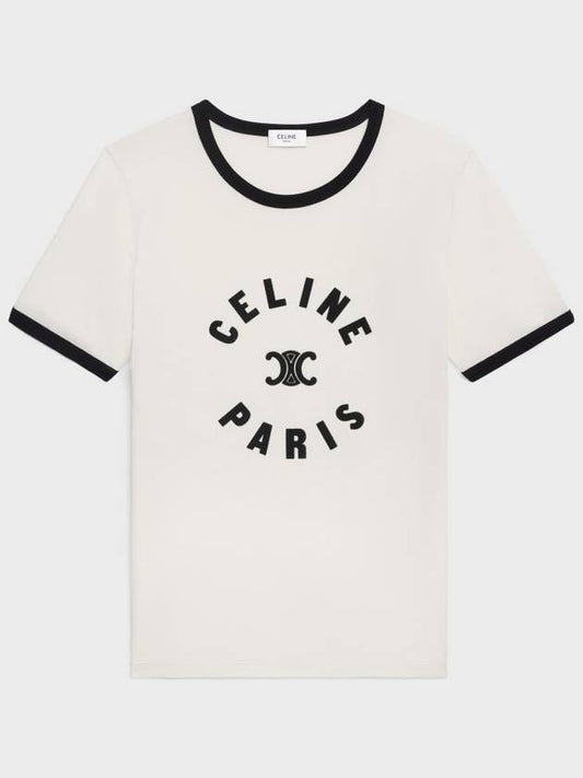 Cotton T Shirt WITH Flock Logo 2X14O671Q01CB B0651311280 - CELINE - BALAAN 2