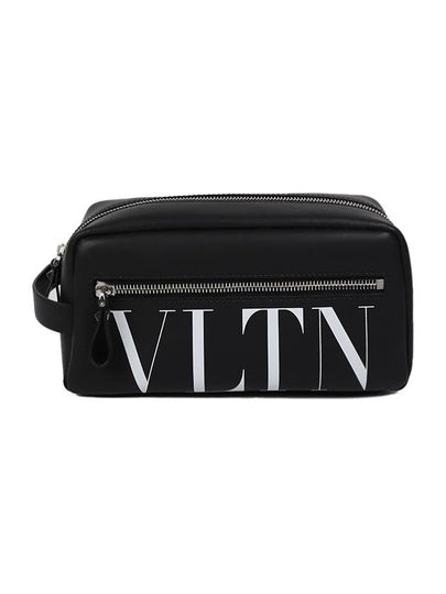 VLTN Logo Print Pouch Bag Black - VALENTINO - BALAAN 2