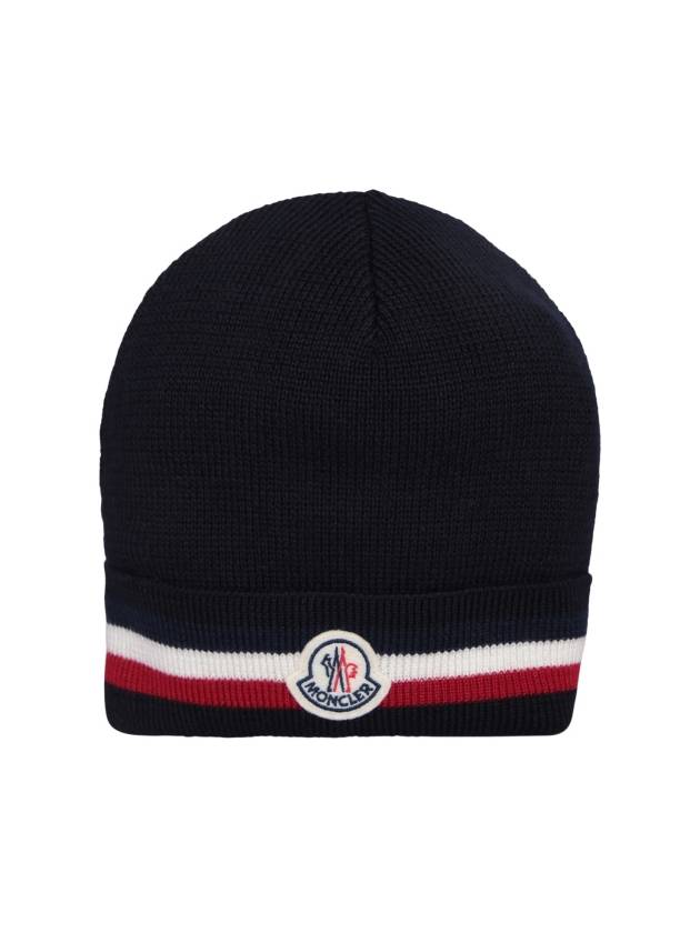 Tricolor Wool Beanie Navy - MONCLER - BALAAN 2