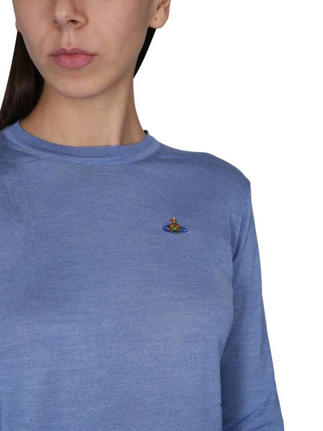 Women's Bea Jumper Embroidered Logo Knit Top Indigo - VIVIENNE WESTWOOD - BALAAN 5