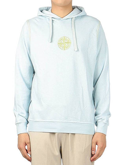 Men's Embroidered Stitch Cotton Hoodie Sky Blue - STONE ISLAND - BALAAN 2